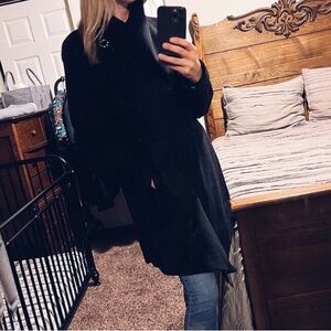 Lauren Ralph Lauren Black Fringe Wool Coat